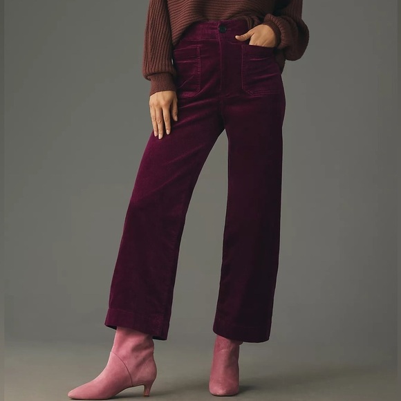 NWT The Colette Cropped Wide-Leg Corduroy Pants by Maeve - Picture 4 of 6